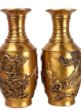 铜摆花瓶摆龙0117凤花瓶件工件艺品插花花瓶