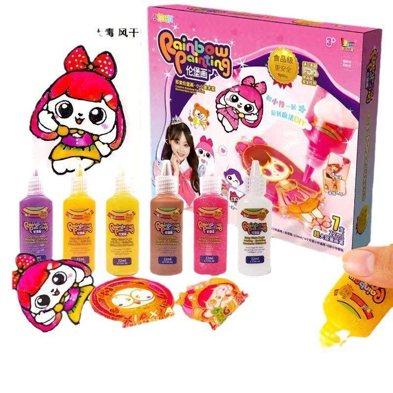小伶玩具伦堡画免烤胶画卡通彩绘涂鸦diy儿童手工窗贴水彩画涂色,玩具/童车/益智/积木/模型,沙画/胶画/画,淘宝优惠券,粉丝福利购,淘宝优惠卷