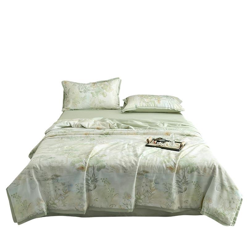 天丝夏凉四件套双面丝冰凉感夏被可机水洗洗空调被28薄被款被子