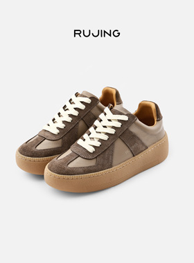 RUJING丨【法式蜗牛】】進口丝光牛皮内里水染羊皮厚底德训鞋-251