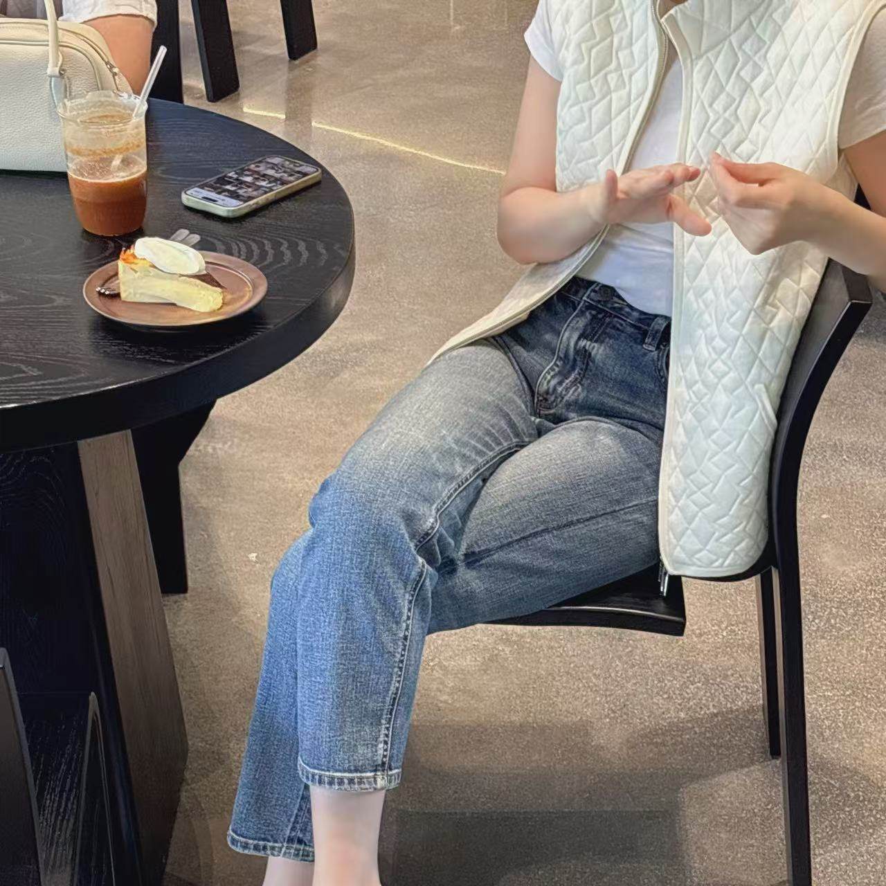 【赤耳丹宁】高腰牛仔裤女秋冬新款直筒九分裤显瘦烟管裤水洗复古