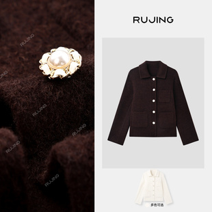 外套 RUJING 10%羊驼85%羊毛短款 miu系小花扣 2512XWCS29 黑标