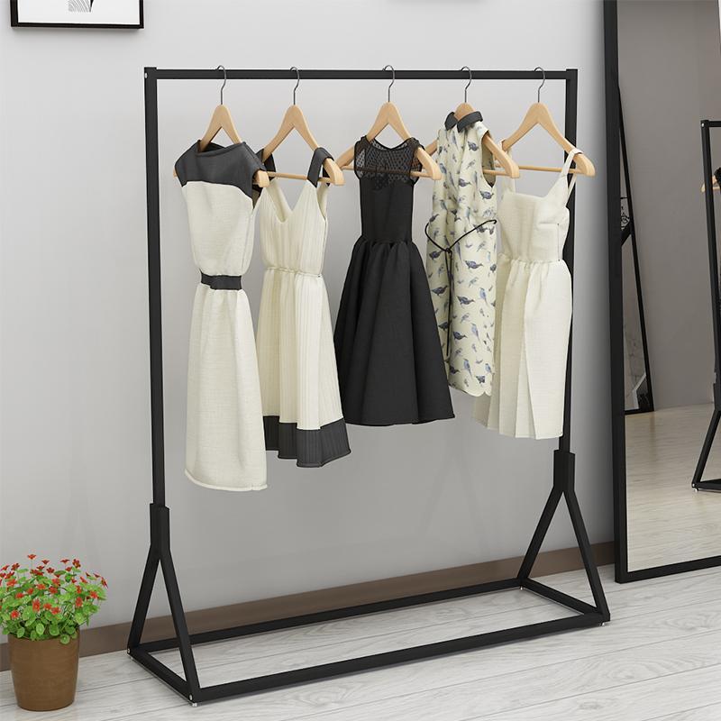 衣架落地服装店展示架欧式简易侧挂铁艺架金色婚纱礼服展架龙门架