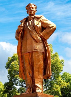 定制大型铸铜人物塑像玻璃钢仿铜名人刘少奇雕塑公园景观装饰摆件