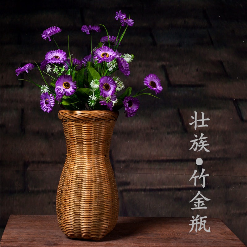 精品手工竹编花瓶干花篮竹制品收纳瓶 工艺装饰篮采摘篮灯罩酒筛