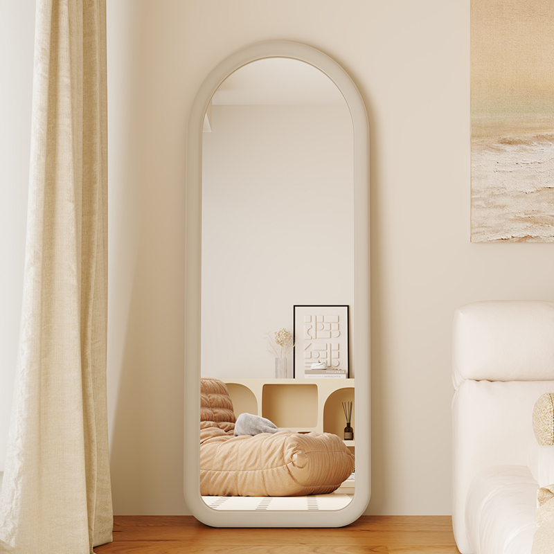 奶油风网红全身镜拱形设计感试衣镜家用卧室穿衣镜壁挂式落地镜