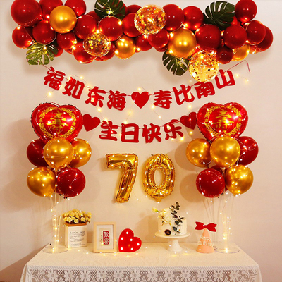 爸爸60大寿背景墙寿宴布置百岁老人过寿场景装饰80妈妈70生日气球