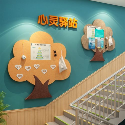 毛毡楼梯心理咨询室布置挂图灵驿站留守儿童之家文化墙面装饰贴画