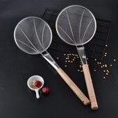 直供不锈钢大漏勺酒店厨房用品线漏木柄加强网漏大笊篱网筛