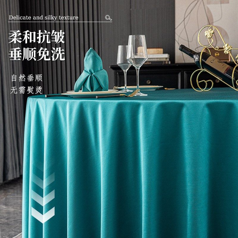 酒店桌布大圆桌专用桌布加厚布艺高级感贡缎布料圆形圆桌台布图片