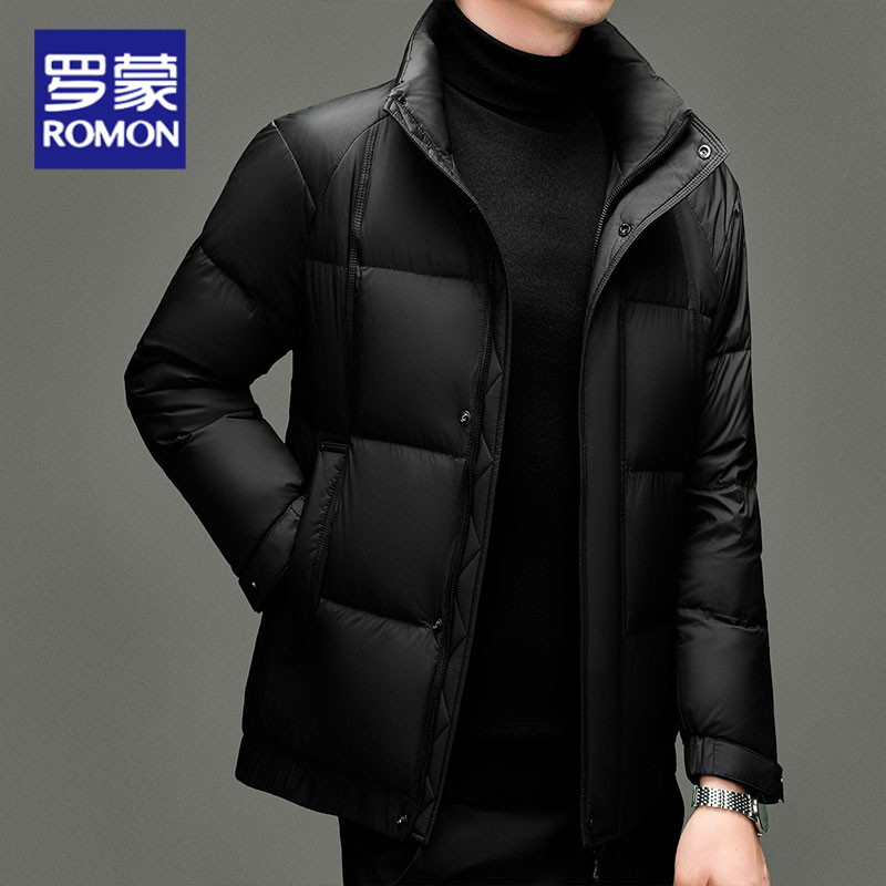 罗蒙冬季新款中青年男士羽绒服加厚保暖白鸭绒面包服抗寒外套