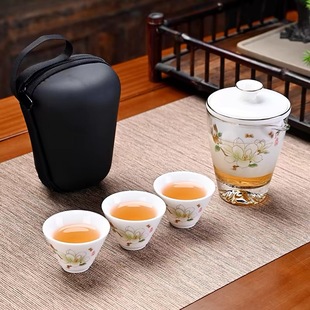 旅行茶具套装 便携式 羊脂玉快客杯公司商务活动节日伴手礼定制logo