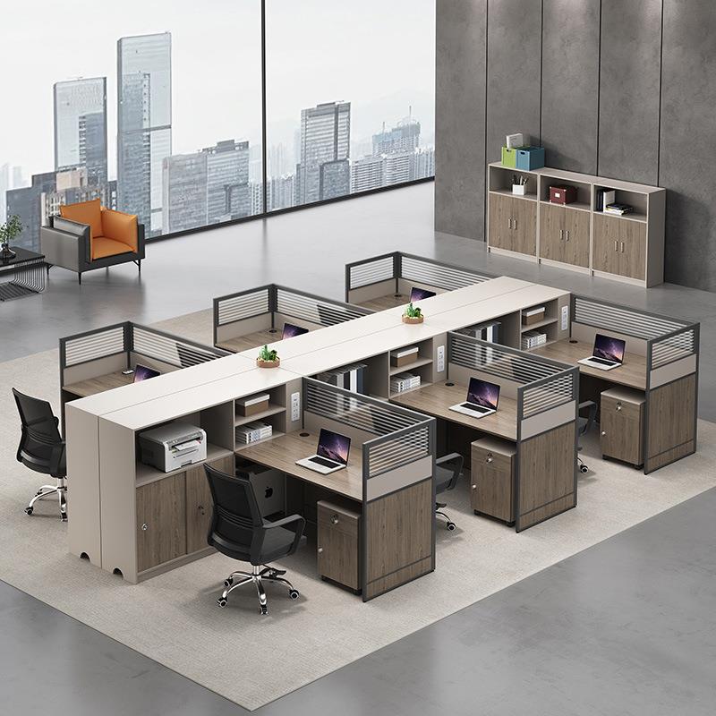 职员办公桌椅组合简约现代三人位办公桌子办公室财务室屏风办公桌