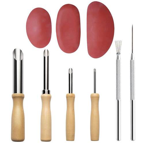 陶艺工具9件套装石塑雕刻打孔器硅胶刮片修坯塑形七本细节针