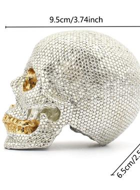新品珠光片骷髅摆件迷你小人头桌面家居装饰万圣节礼品摆饰