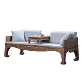 新中式 黑胡桃实木罗汉床禅意沙发床休闲小户型贵妃榻两用沙发床