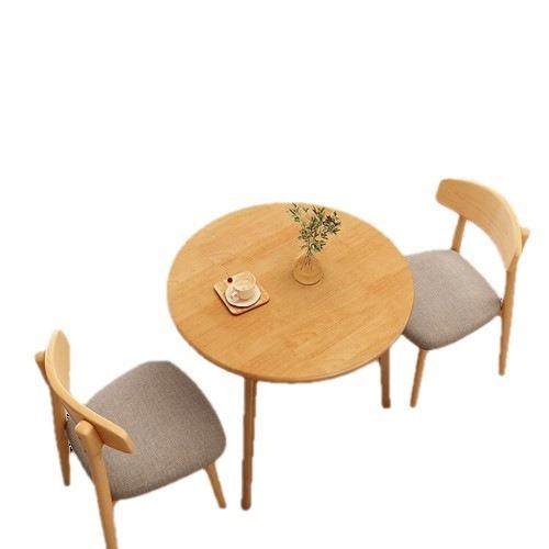 圆桌全实木餐桌北欧商用圆形洽谈桌会议桌阳台茶桌奶茶店桌椅组合