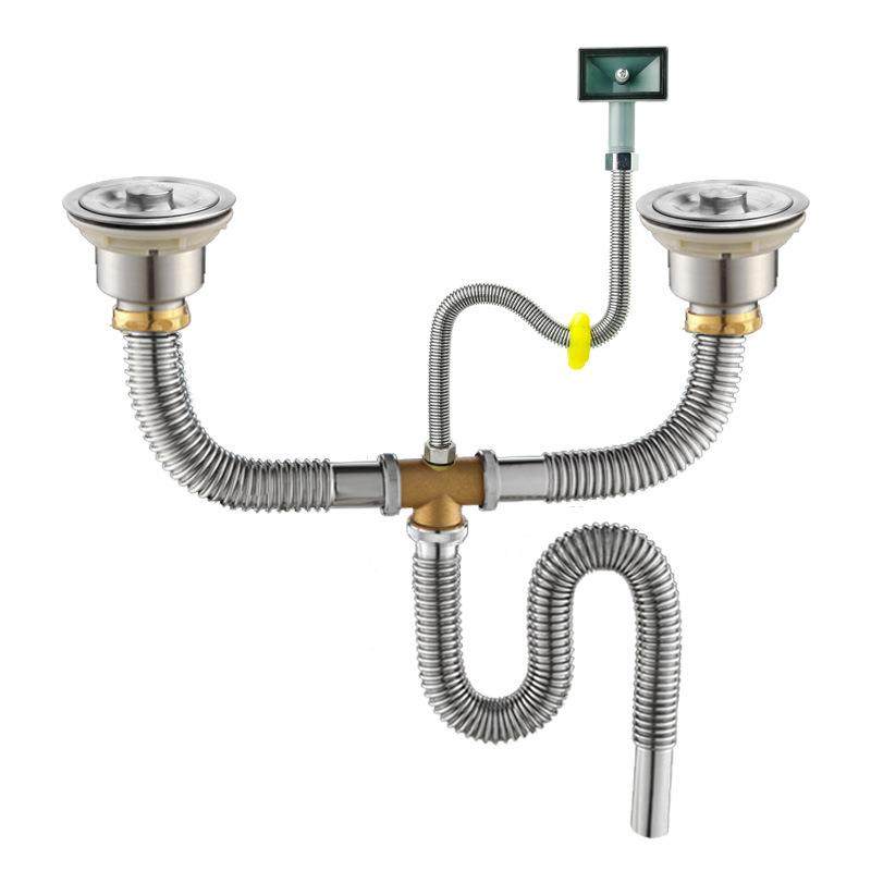 厨房洗菜盆304不锈钢双槽下水器下水管配件水槽洗碗池排水管道,家装主材,下水器,淘宝优惠券,粉丝福利购,淘宝优惠卷