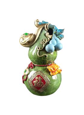 纯铜貔貅金蟾葫芦全铜彩绘招财福禄葫芦福字黄铜葫芦摆件厂家