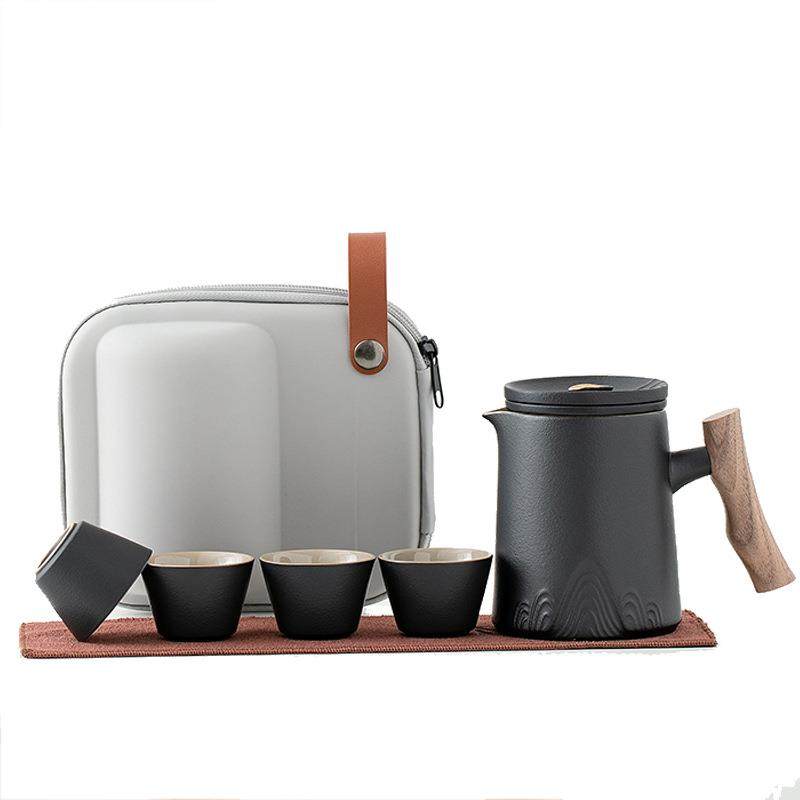 便捷式旅行茶具小套装户外泡茶壶陶瓷茶杯快客杯一壶四杯可定制