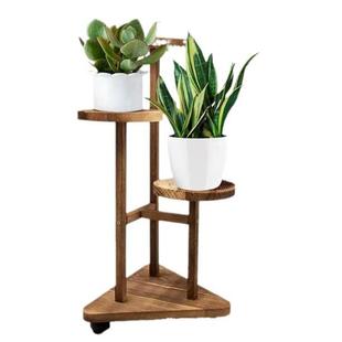 木质花架多层圆盘阳台客厅书房植物盆栽放置架简约实木花盆托架