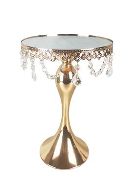 欧式金色金属铁艺蛋糕架镜面金属托盘蛋糕盘水果甜品托盘婚庆摆件