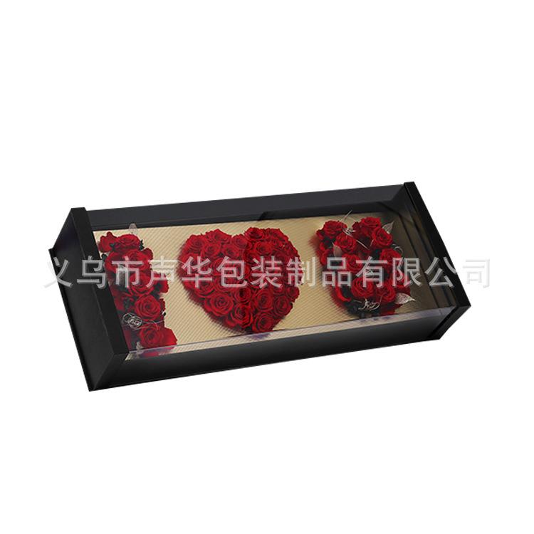 亚克力长方形花盒心语心愿鲜花礼盒包装高透明玫瑰花盒七夕节空盒