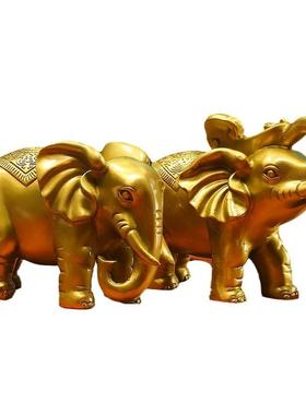 黄铜大象摆件一对吸水象对象客厅办公室酒柜桌面装饰品