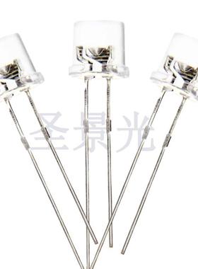 F5有边平头蓝光led直插灯珠600-800mcd高亮5mm白发蓝发光二极管