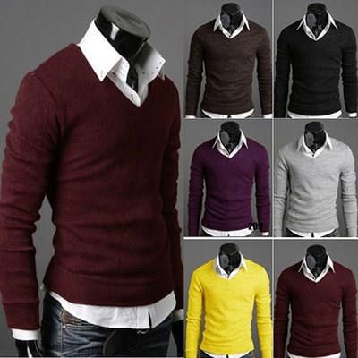 Men's sweater V neck bottoming shirt Pullover 男士薄毛