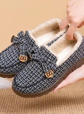 Korean Style Old Beijing Cloth Shoes With Thick Velvet, Warm