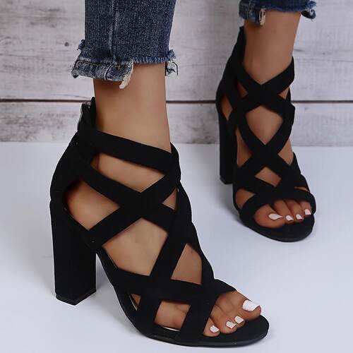粗跟凉鞋女lazada fashion high heels sandals for ladies shoes