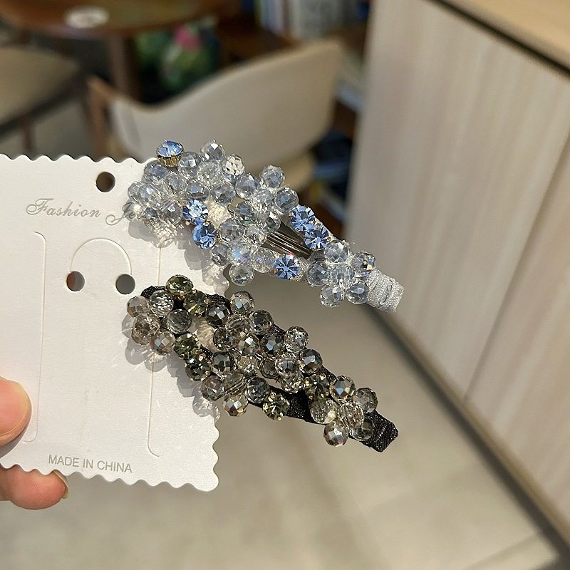 高端时尚水晶小发夹头饰女轻奢韩版镶钻刘海夹防滑边夹新款碎发夹