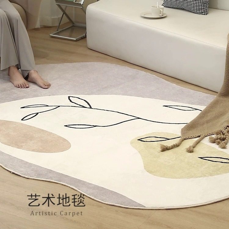 2025新风尚侘寂风仿羊绒地毯不规则设计家居装饰温馨无边界新品,居家布艺,地毯,淘宝优惠券,粉丝福利购,淘宝优惠卷