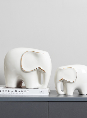 2025新款大象陶瓷轻奢创意摆件纯色装饰家居礼品桌面可爱动物象饰