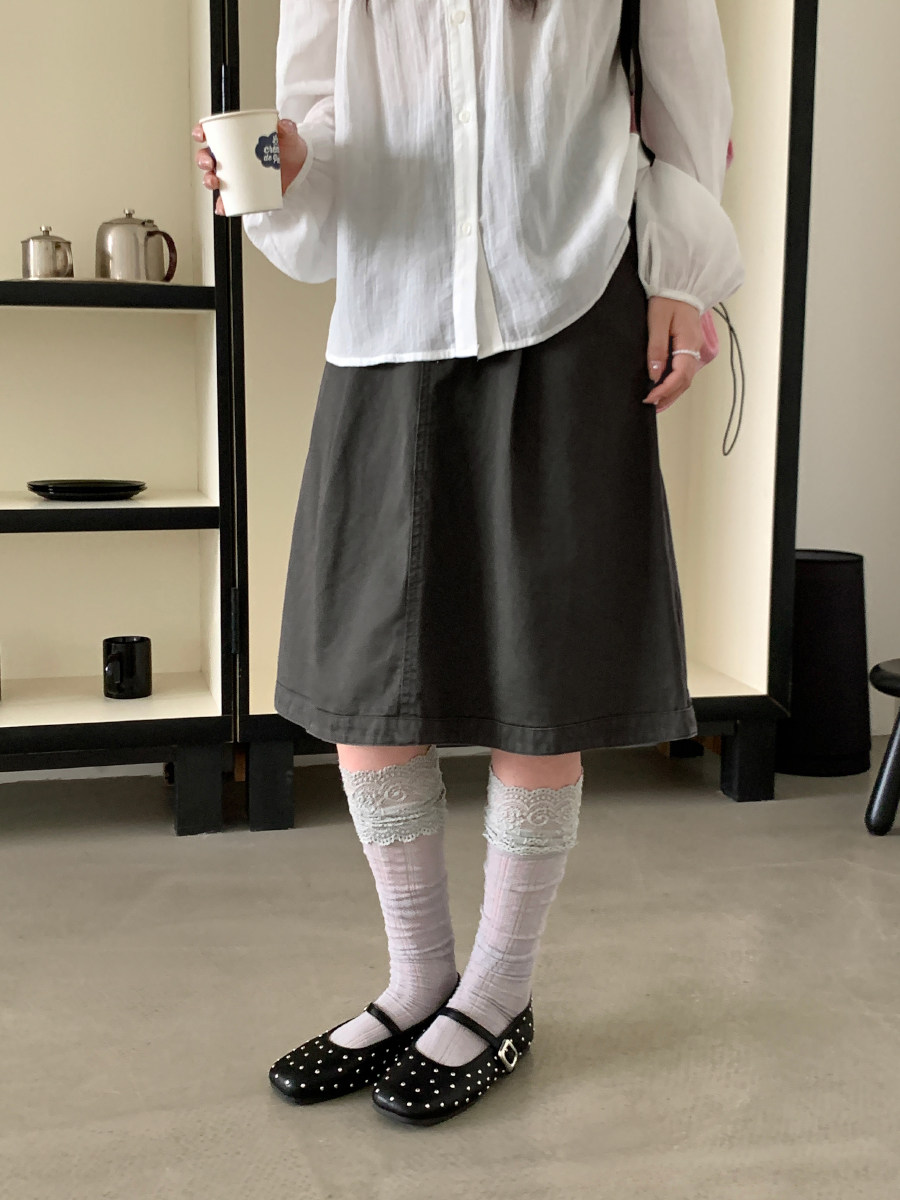 2026 new summer Korean style casual high-waisted simple slimming mid-length skirt A-line skirt 2841