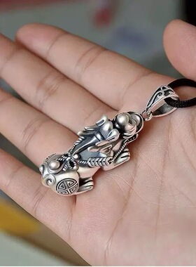 【招财转运吊坠】雕刻古法貔貅可旋转不掉色项链霸气护身男女吊坠