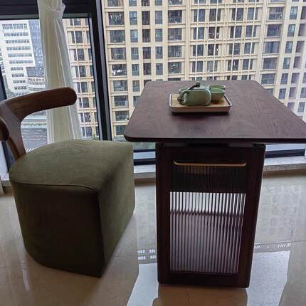 北美黑胡桃木茶桌椅组合新中式简约阳台茶台白蜡木禅意功夫泡茶桌