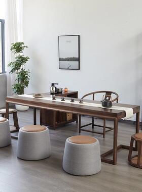 新足中式实茶桌家用客厅茶桌办IEJ公室浴接待胡桃木木茶泡桌茶台