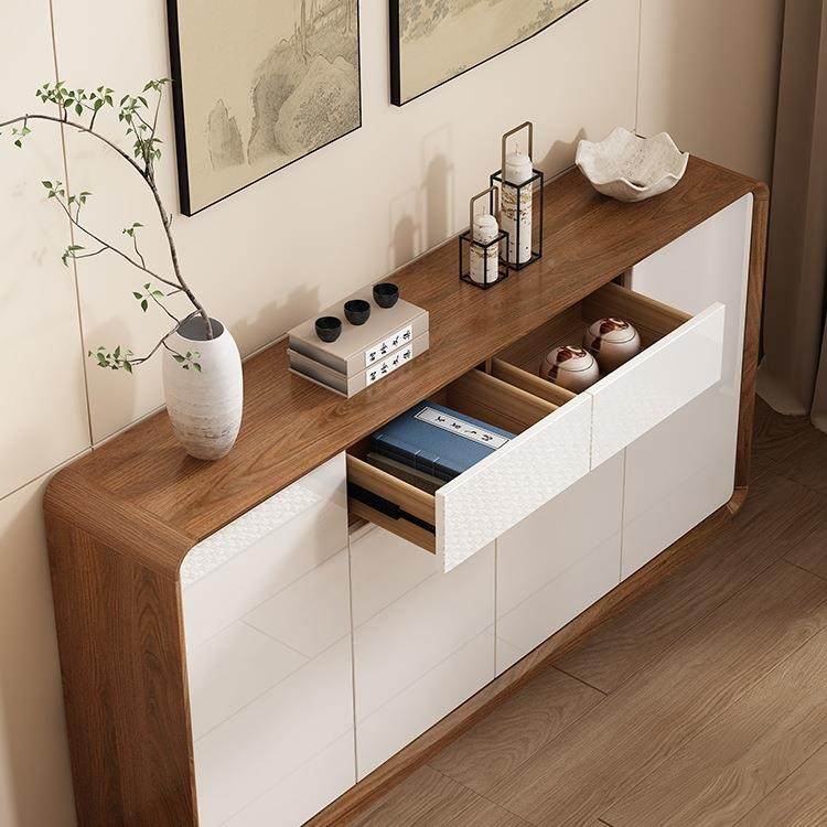 中餐式边柜置物橱柜客物厅靠墙酒柜新小边柜实木色F9688TH5收纳储