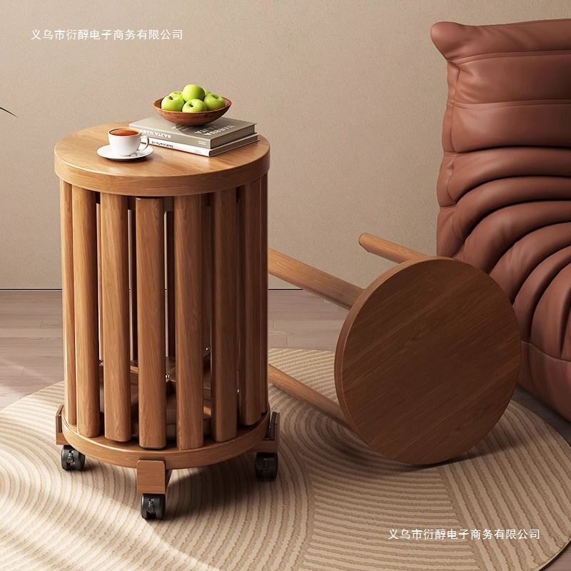 仿实木圆凳叠放可收纳四合茶几