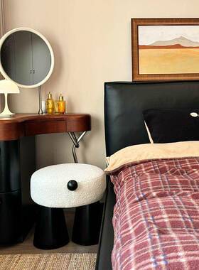 中古风实VLE转角梳妆台体收纳柜一设计师家卧室用带镜子拐角化木