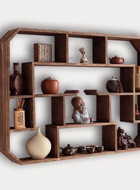 置博古宝架实木中式壁物挂式茶架子物架62776墙上简约现代客厅多