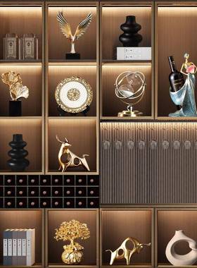 茶新中11233式轻奢高档大气上档次客厅舒摆件室服展示柜办公室装