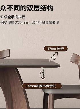 实木岩板餐现代约哑光饭桌家简用户型桌意87885式极简小长方形岩