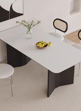木纯7639白岩板实餐桌意式家简用饭桌黑色计约桌设师家工作台设计