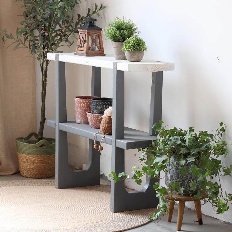 园田园格实木双层复古落地风花架花院阳台室内绿庭植置HYTY_BHS物