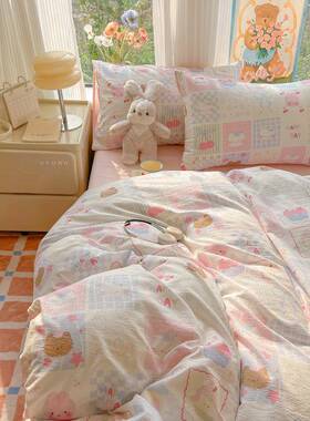 类生双层纱棉布四件套33613棉被套被罩单2025新三款学宿舍床笠床