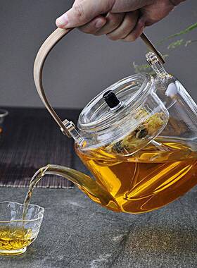 电陶炉蒸煮两养用耐热玻璃梁提花茶壶家用生壶烧水TUZ泡茶器花茶