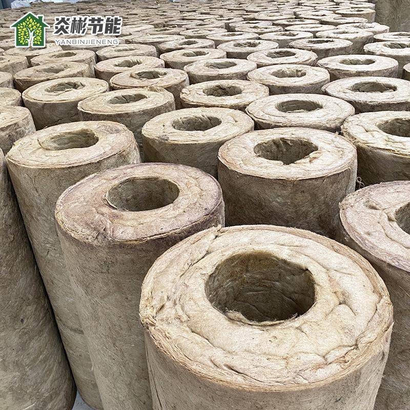 A级贴箔岩棉管壳管道岩棉温管憎水高阻燃岩棉管壳保IXS密度岩棉管